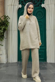 Neva Style - Mink Knitwear Muslim Dual Suit 10032V - Thumbnail