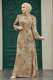 Neva Style - Mink Long Dress for Muslim Ladies 279310V - Thumbnail