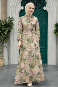 Neva Style - Mink Long Sleeve Dress 279083V - Thumbnail