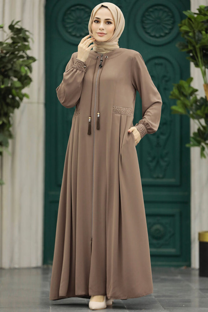 Mink Muslim Turkish Abaya 45271V - 3