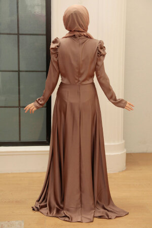 Neva Style - Mink Turkish Hijab Prom Dress 3401V - 2