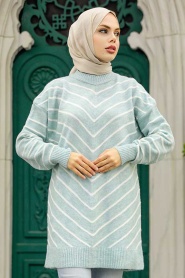 Neva Style - Mint High Quality Knitwear Tunic 81861MINT - Thumbnail