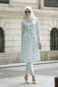 Neva Style - Mint- Hijab Coat-130MINT - Thumbnail