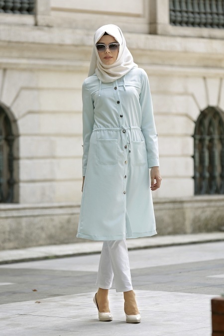 Neva Style - Mint- Hijab Coat-130MINT