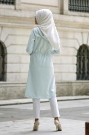 Neva Style - Mint- Hijab Coat-130MINT - Thumbnail