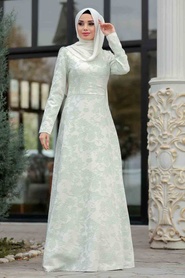 Neva Style - Mint Hijab evening Dress 2651MINT - Thumbnail