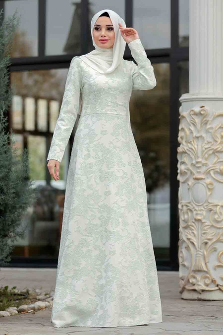 Neva Style - Mint Hijab evening Dress 2651MINT
