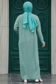 Neva Style - Mint Hijab Knitwear Dress 34150MINT - Thumbnail