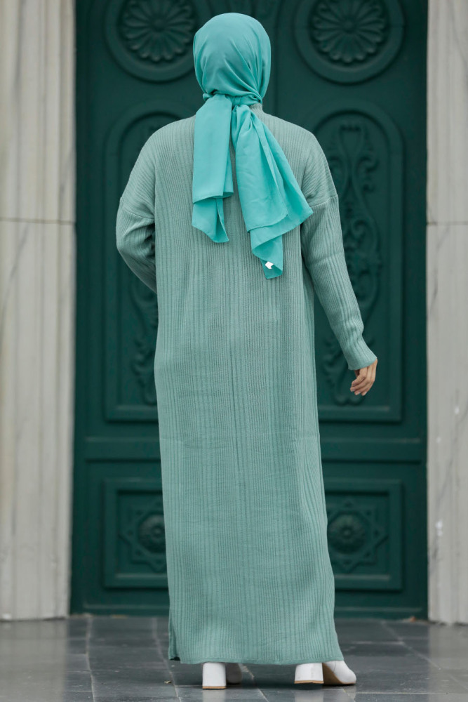 Neva Style - Mint Hijab Knitwear Dress 34150MINT - 4