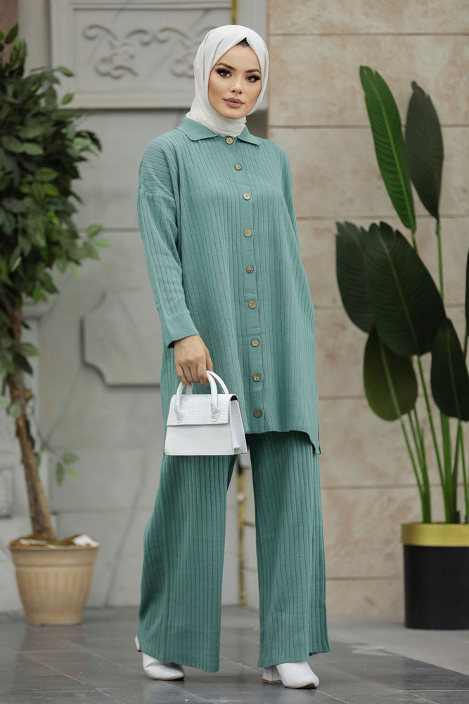 Neva Style - Mint Hijab Knitwear Dual Suit 33860MINT - 3