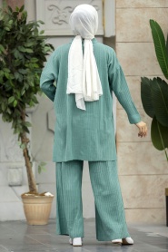 Neva Style - Mint Hijab Knitwear Dual Suit 33860MINT - Thumbnail