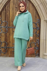 Neva Style - Mint Hijab Knitwear Islamic Clothing Dual Suit 25030MINT - Thumbnail