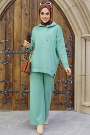 Neva Style - Mint Hijab Knitwear Islamic Clothing Dual Suit 25030MINT - Thumbnail