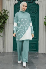Neva Style - Mint Knitwear Hijab Dual Suit 6397MINT - Thumbnail