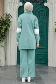 Neva Style - Mint Knitwear Hijab Dual Suit 6397MINT - Thumbnail