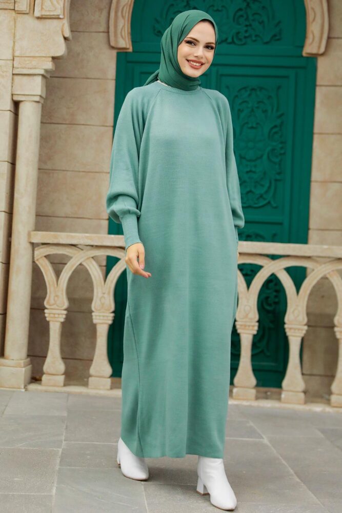 Mint Knitwear Muslim Dress 3419MINT - 1