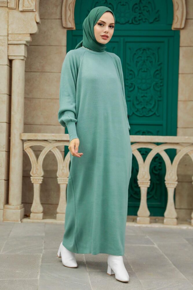 Mint Knitwear Muslim Dress 3419MINT - 2