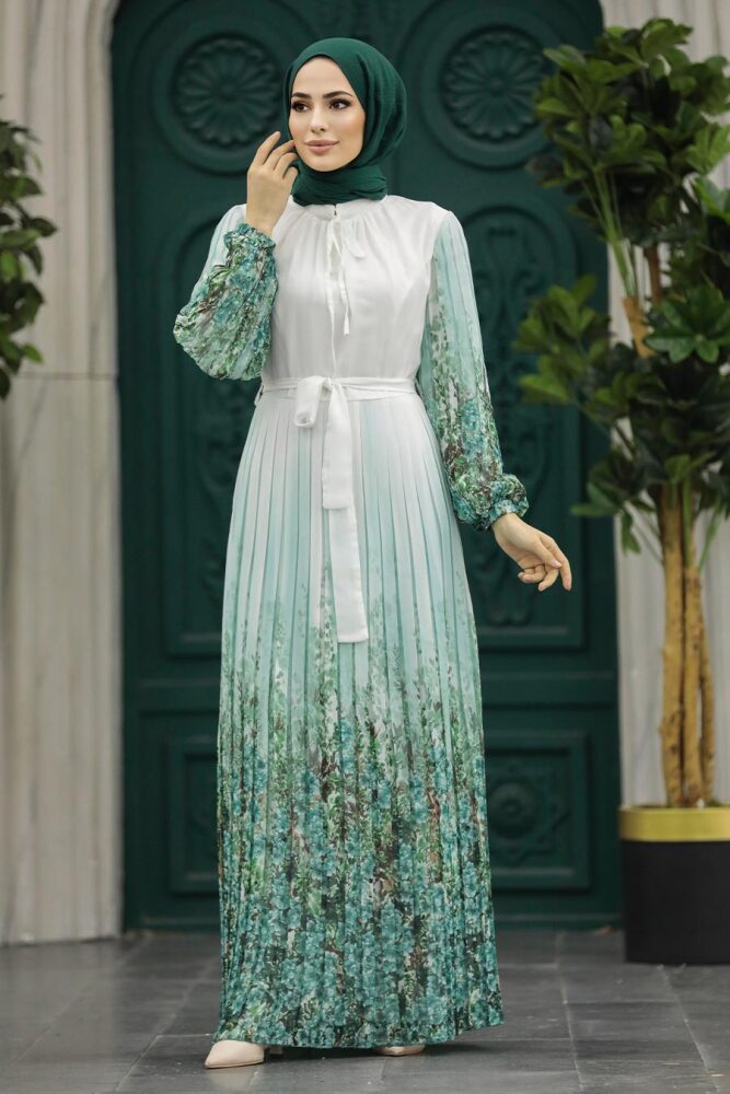 Mint Long Dress for Muslim Ladies 38402MINT - 2