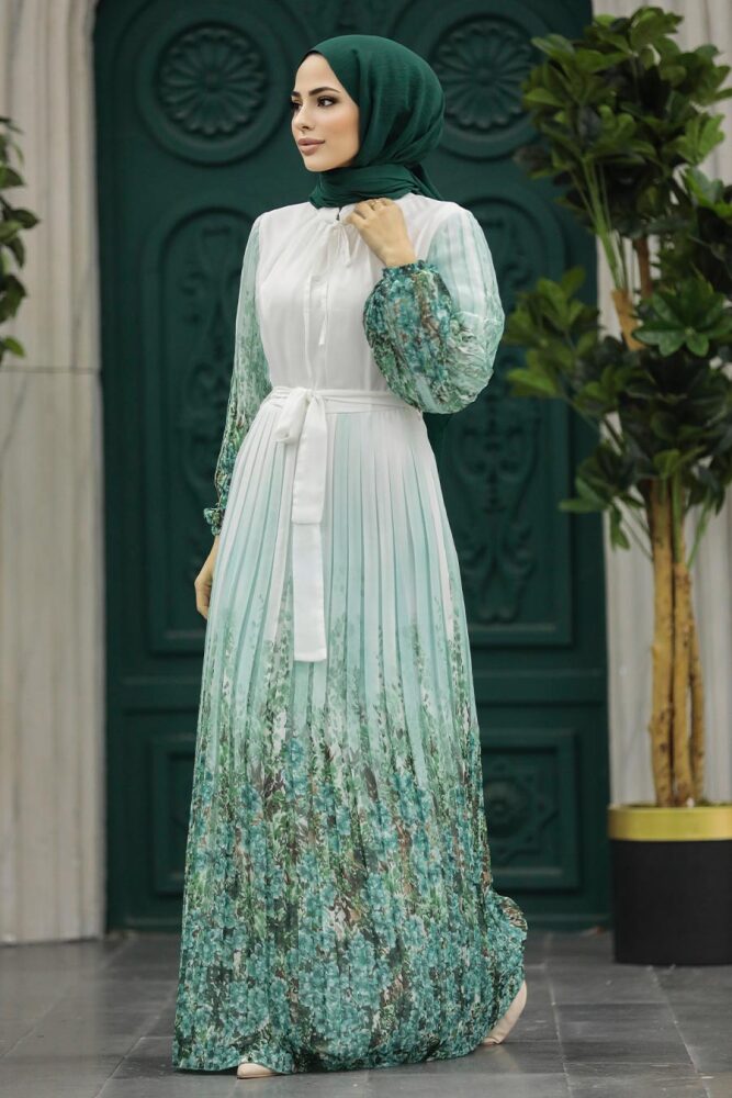 Mint Long Dress for Muslim Ladies 38402MINT - 1