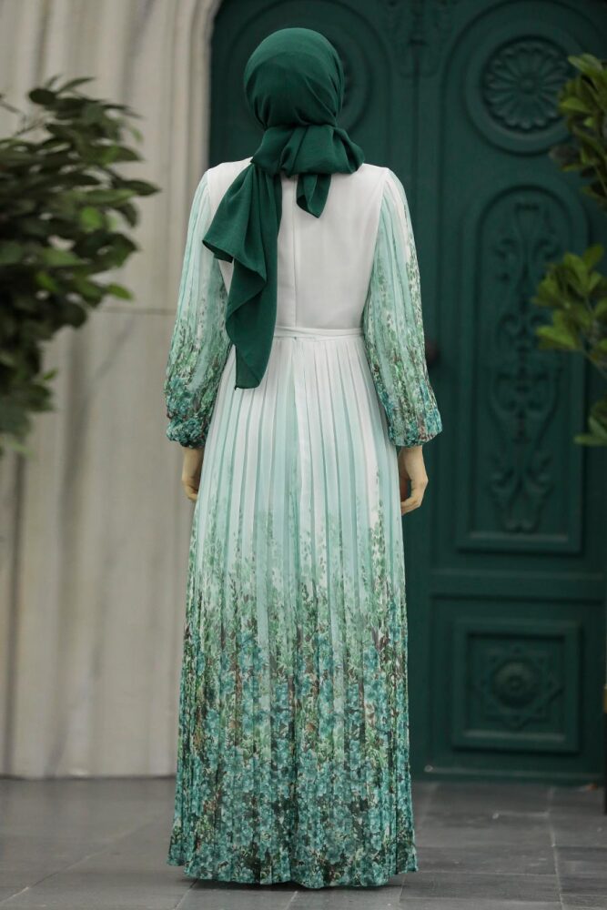 Mint Long Dress for Muslim Ladies 38402MINT - 4