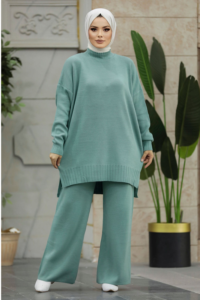 Neva Style - Mint Tesettür Triko İkili Takım 34341MINT - 3