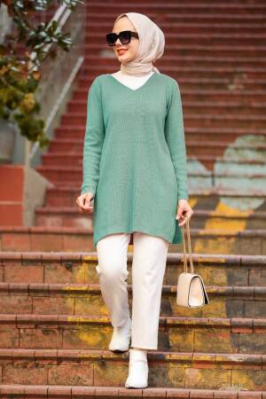Tunique longue en maille – Vert menthe 18120MINT 