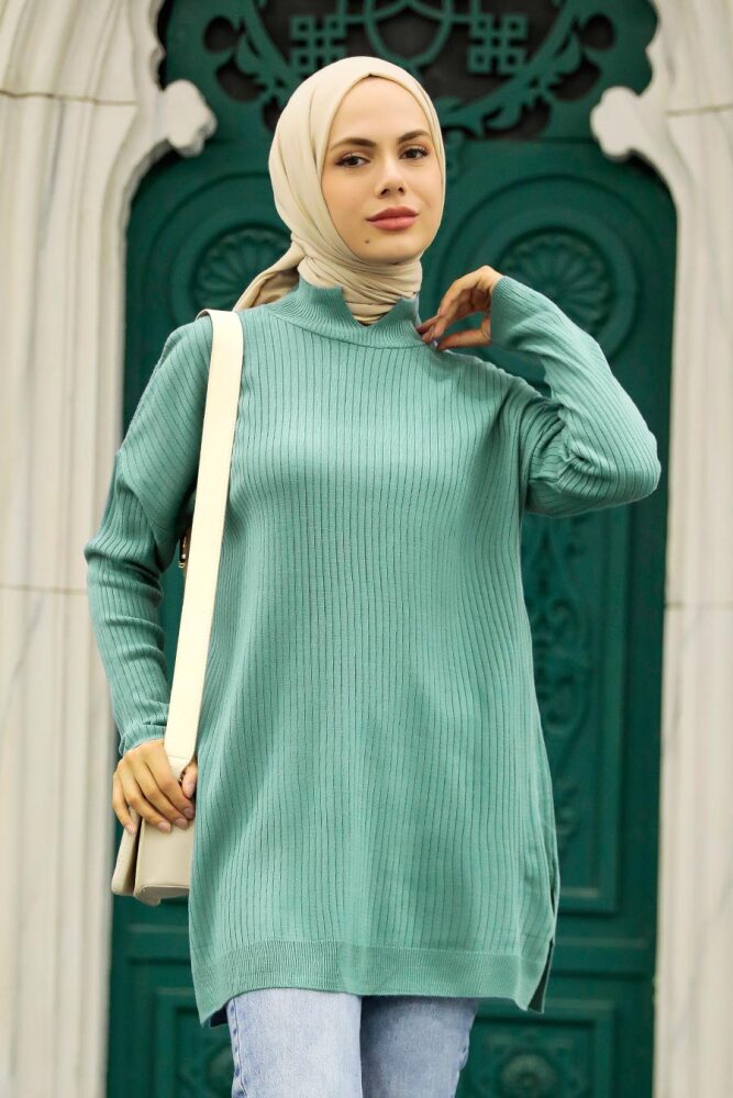 Neva Style - Mint Tesettür Triko Tunik 20132MINT - 1