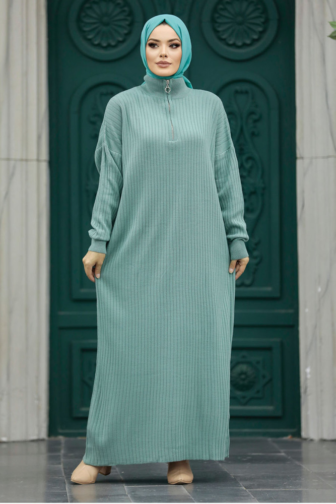 Neva Style - Mint Women Knitwear Dress 34310MINT - 1