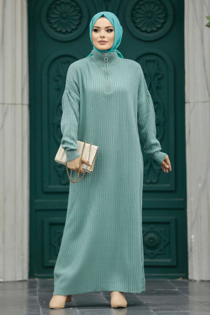 Neva Style - Mint Women Knitwear Dress 34310MINT - 3