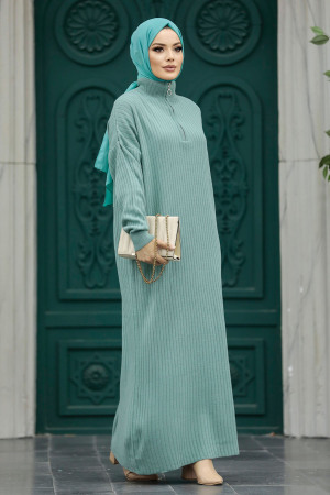 Neva Style - Mint Women Knitwear Dress 34310MINT - Thumbnail