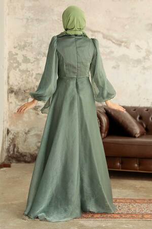 Neva Style - Modern Almond Green Hijab Evening Dress 22321CY - 4