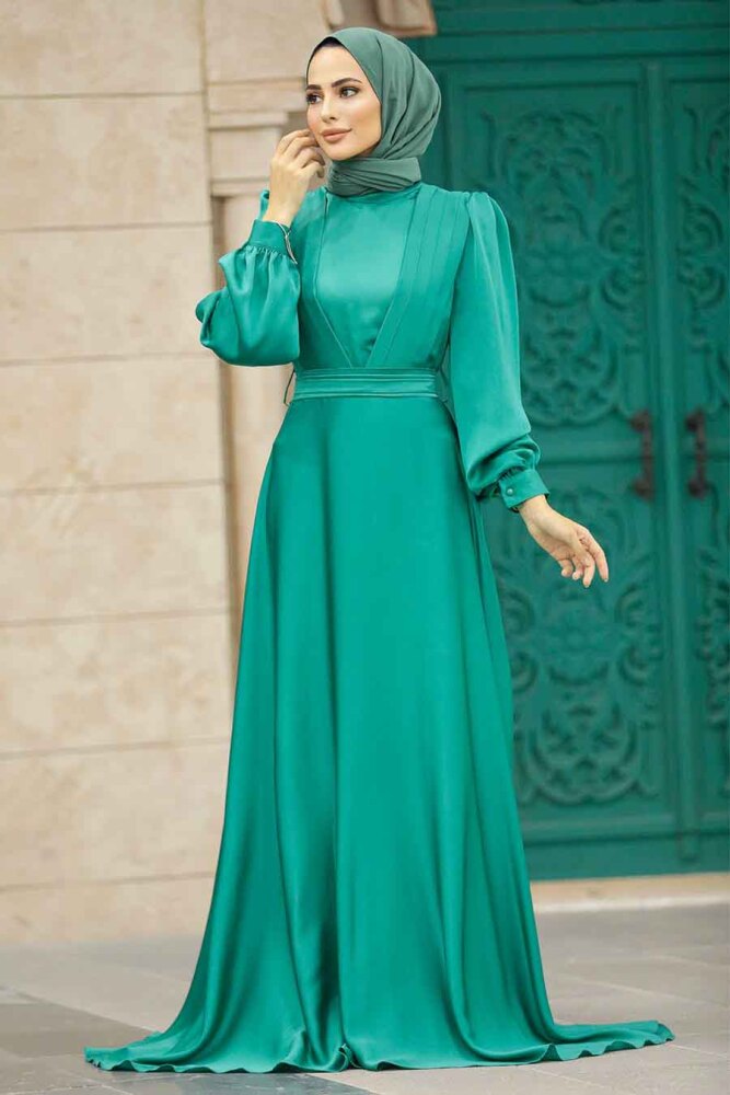 Modern Almond Green Islamic Clothing Wedding Dress 40621CY - 2