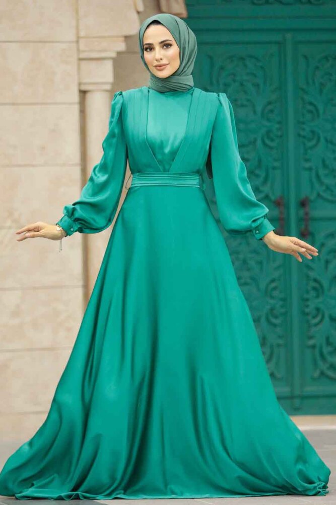 Modern Almond Green Islamic Clothing Wedding Dress 40621CY - 1