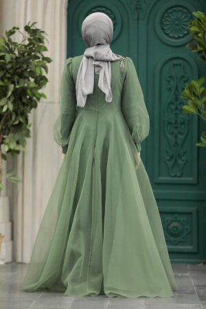 Modern Almond Green Islamic Wedding Gown 2249CY - 3