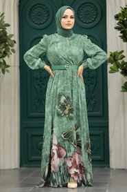 Neva Style - Modern Almond Green Modest Islamic Clothing Prom Dress 39211CY - Thumbnail