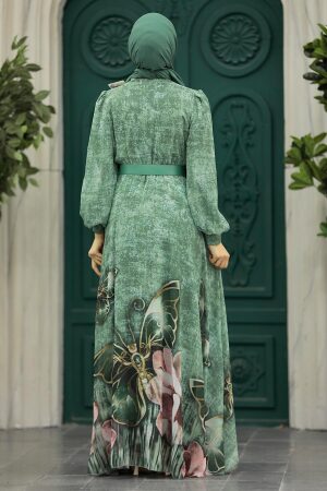 Modern Almond Green Modest Islamic Clothing Prom Dress 39211CY - 4