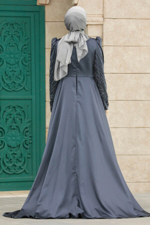 Modern Anthracite Modest Islamic Clothing Wedding Dress 23310ANT - 4