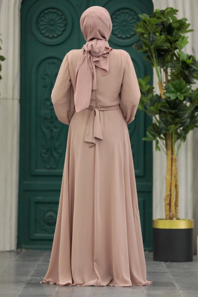 Modern Beige Modest Prom Dress 22153BEJ - 4