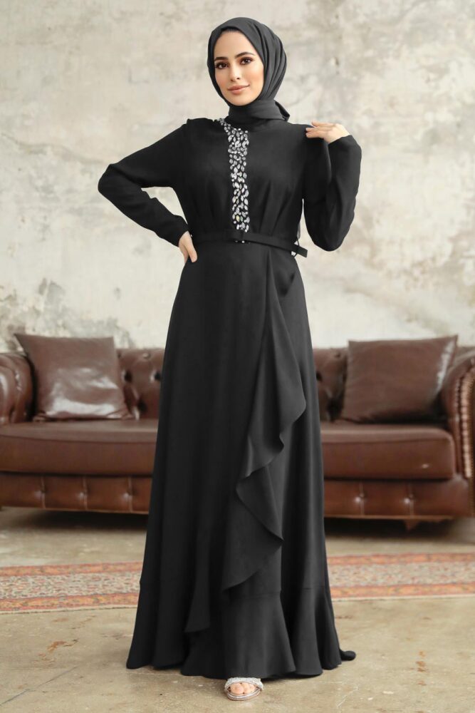 Modern Black Hijab Wedding Dress 37320S - 1