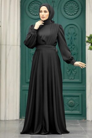 Modern Black Islamic Clothing Wedding Dress 40621S - 1