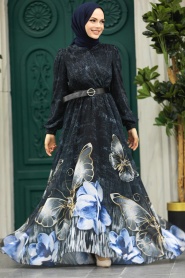 Neva Style - Modern Black Modest Islamic Clothing Prom Dress 39211S - Thumbnail