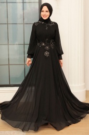 Neva Style - Modern Black Modest Islamic Clothing Prom Dress 765S - Thumbnail