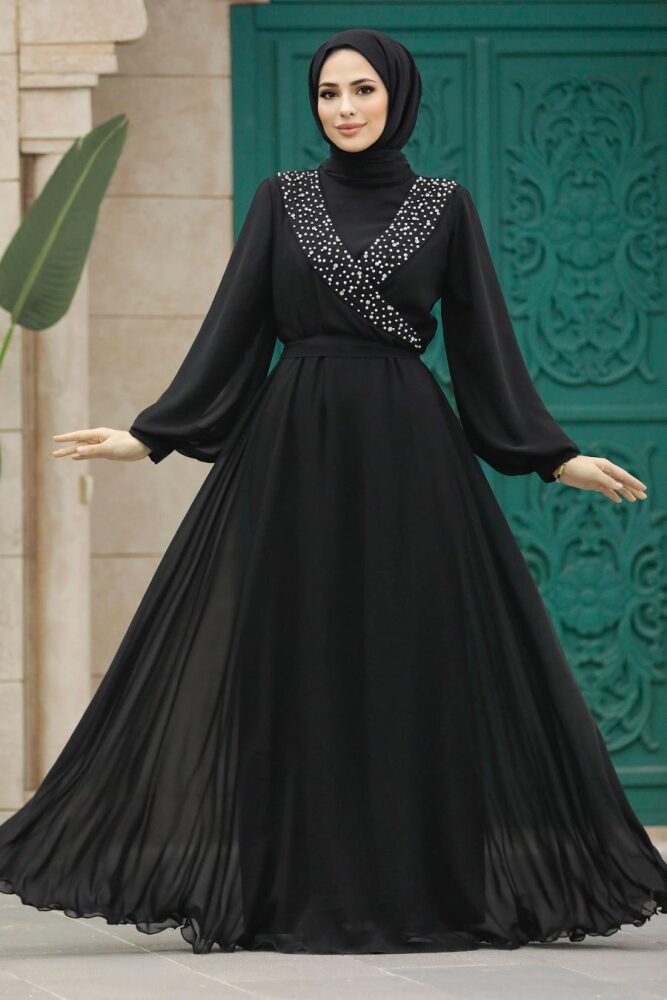 Modern Black Modest Prom Dress 22153S - 3