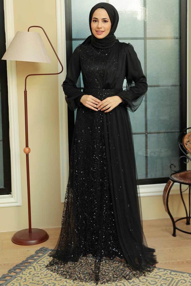 Neva Style - Modern Black Muslim Wedding Gown 5696S - 1