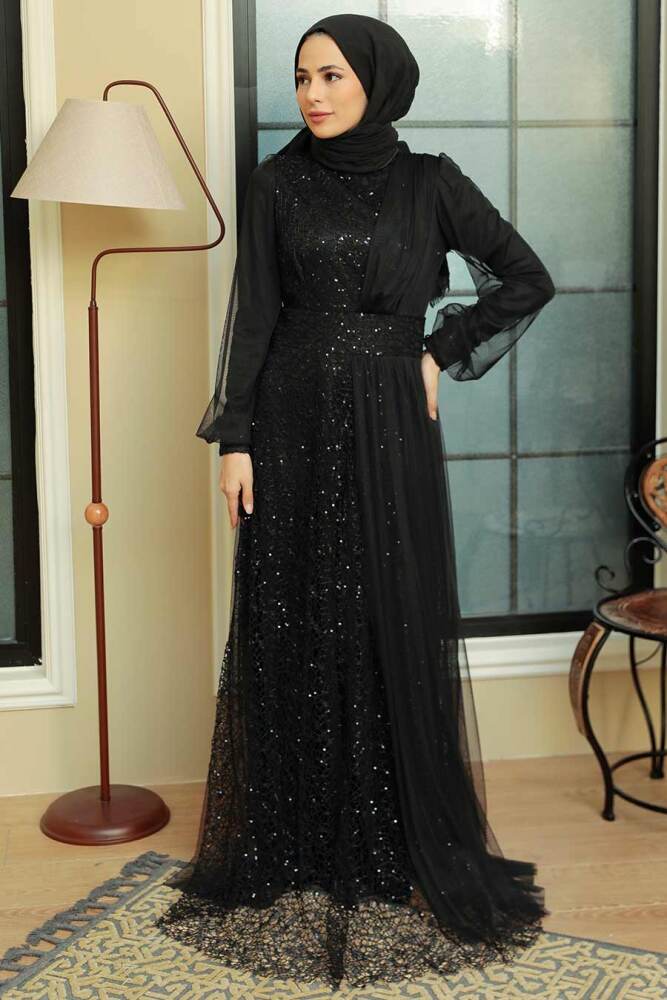 Neva Style - Modern Black Muslim Wedding Gown 5696S - 2