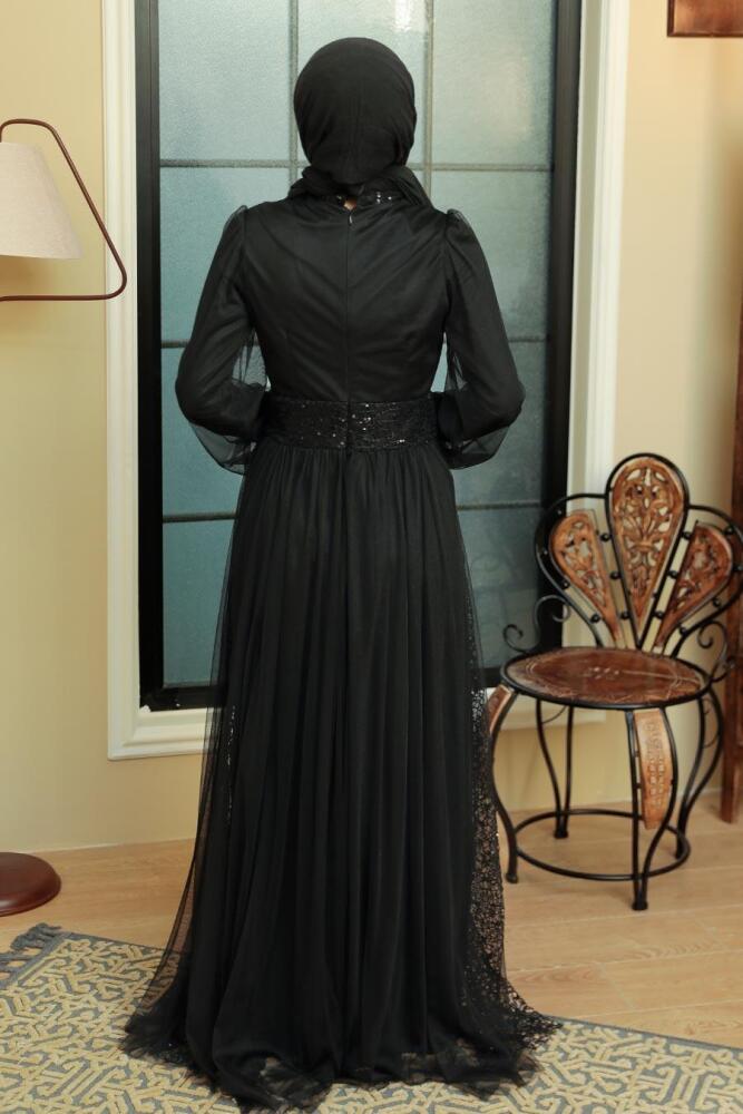 Neva Style - Modern Black Muslim Wedding Gown 5696S - 3