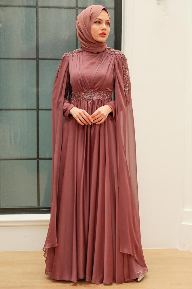 Neva Style - Modern Brown Hijab Bridesmaid Dress 22130KH - 1