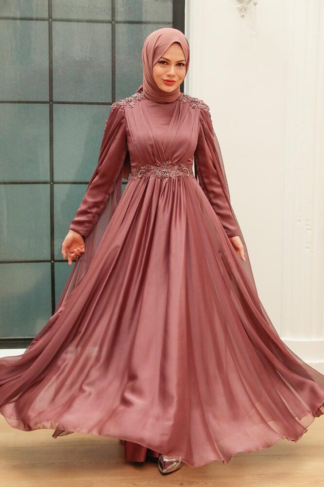 Neva Style - Modern Brown Hijab Bridesmaid Dress 22130KH - 2