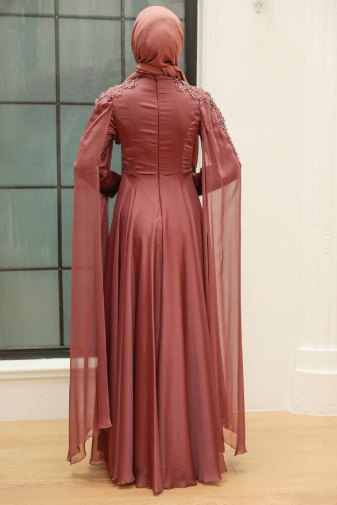Neva Style - Modern Brown Hijab Bridesmaid Dress 22130KH - 3