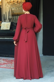 Neva Style - Modern Claret Red Modest Prom Dress 22153BR - Thumbnail